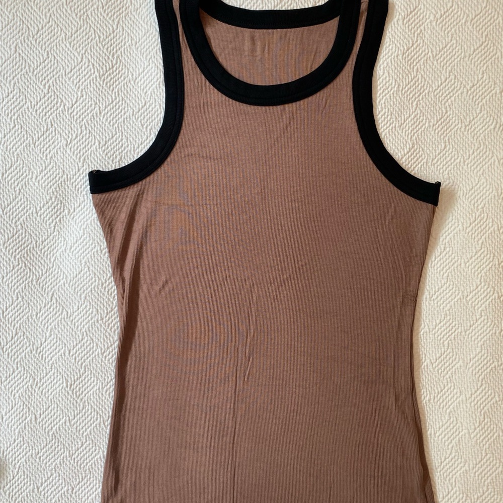Women's Brown Tank Top with Black Trim